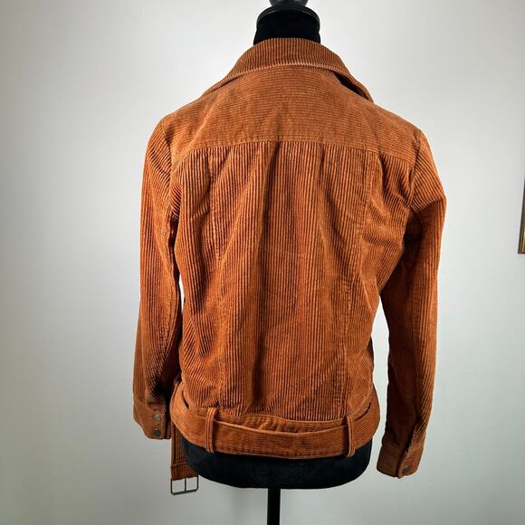 Lulu's Terracotta Cropped Corduroy Moto Jacket, Sz XS - Picture 3 of 8